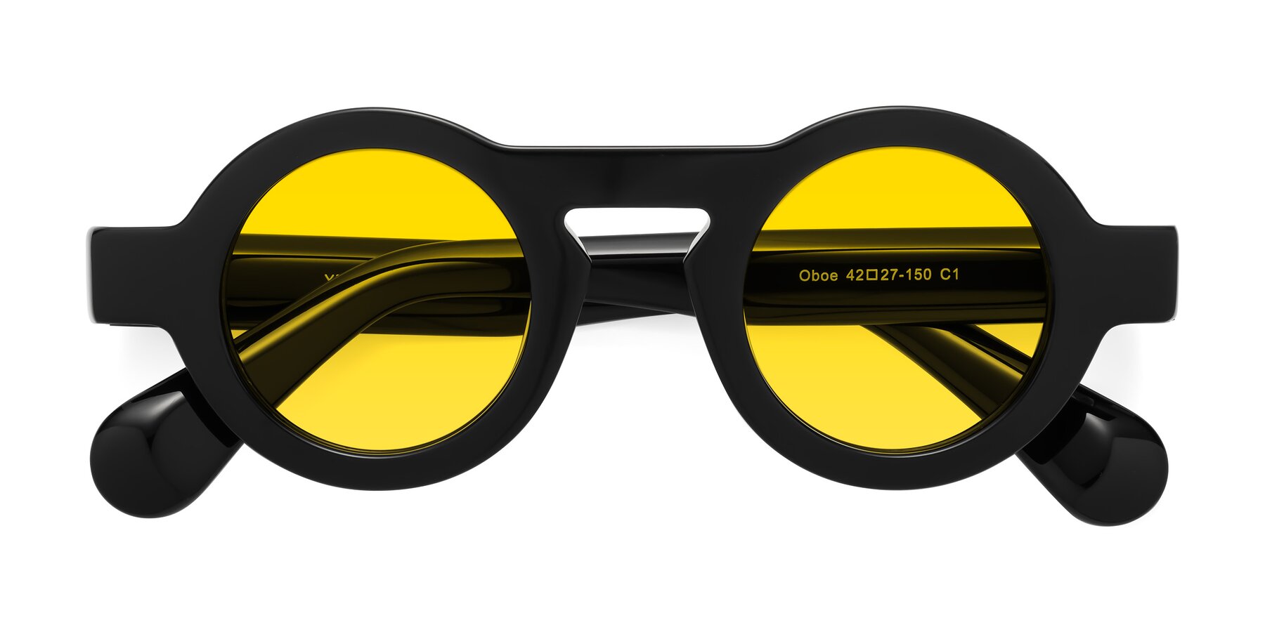 Folded Front of Oboe in Black with Yellow Tinted Lenses