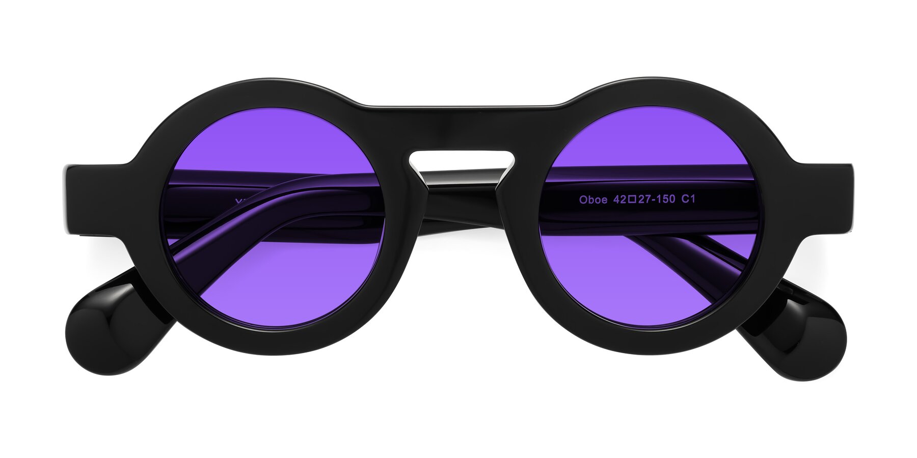 Folded Front of Oboe in Black with Purple Tinted Lenses