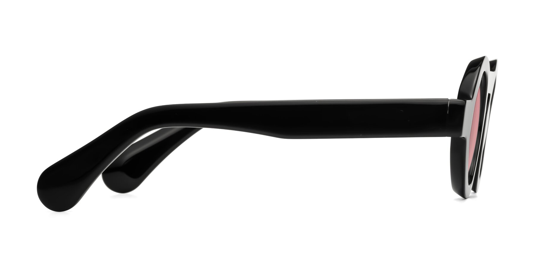 Side of Oboe in Black with Medium Garnet Tinted Lenses