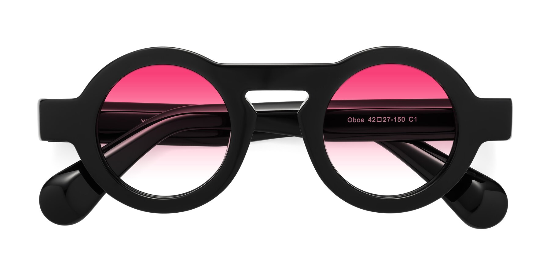 Folded Front of Oboe in Black with Pink Gradient Lenses