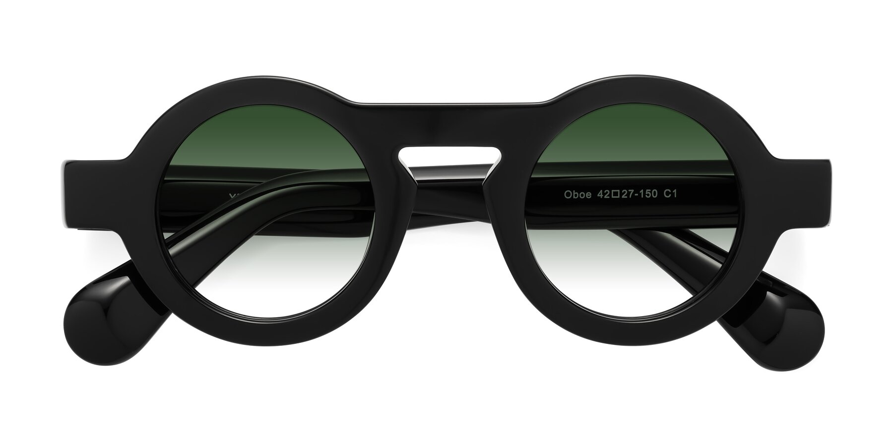 Folded Front of Oboe in Black with Green Gradient Lenses