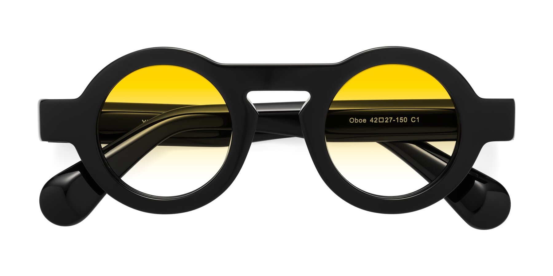 Folded Front of Oboe in Black with Yellow Gradient Lenses