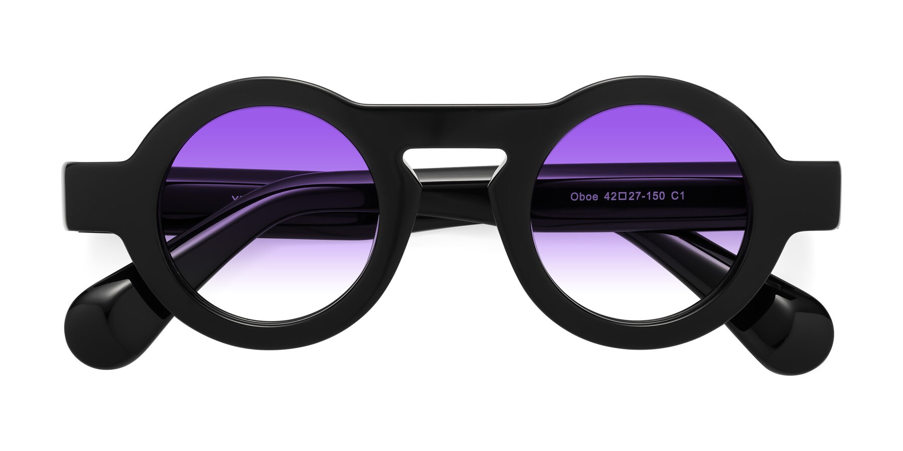 Folded Front of Oboe in Black with Purple Gradient Lenses