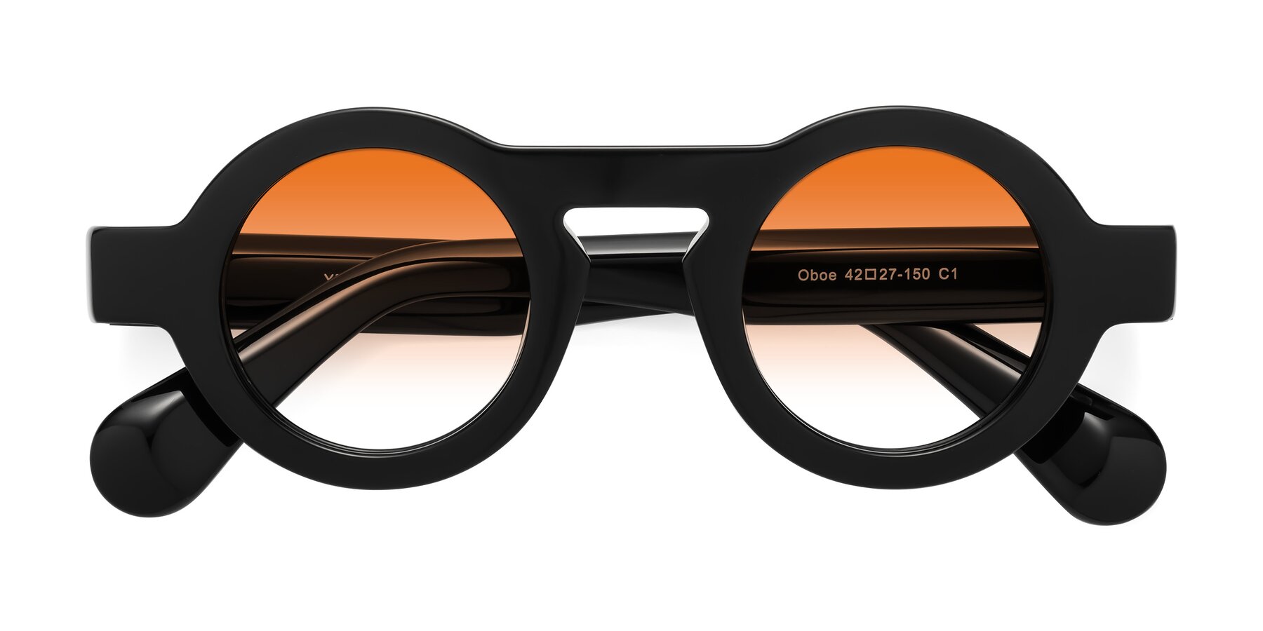 Folded Front of Oboe in Black with Orange Gradient Lenses