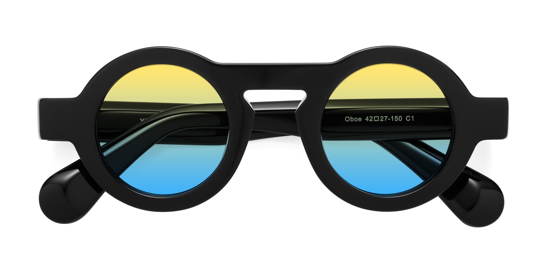 Folded Front of Oboe in Black with Yellow / Blue Gradient Lenses