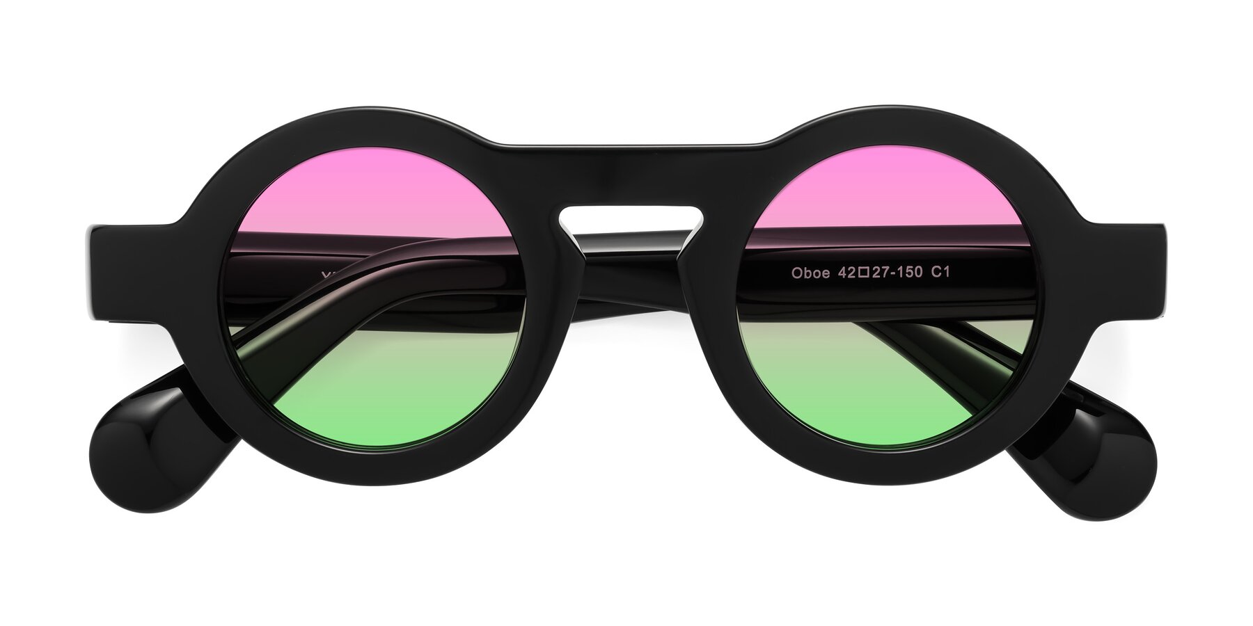 Folded Front of Oboe in Black with Pink / Green Gradient Lenses