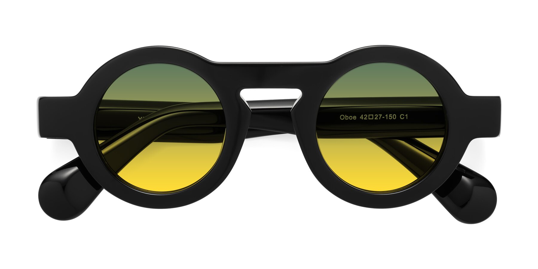 Folded Front of Oboe in Black with Green / Yellow Gradient Lenses