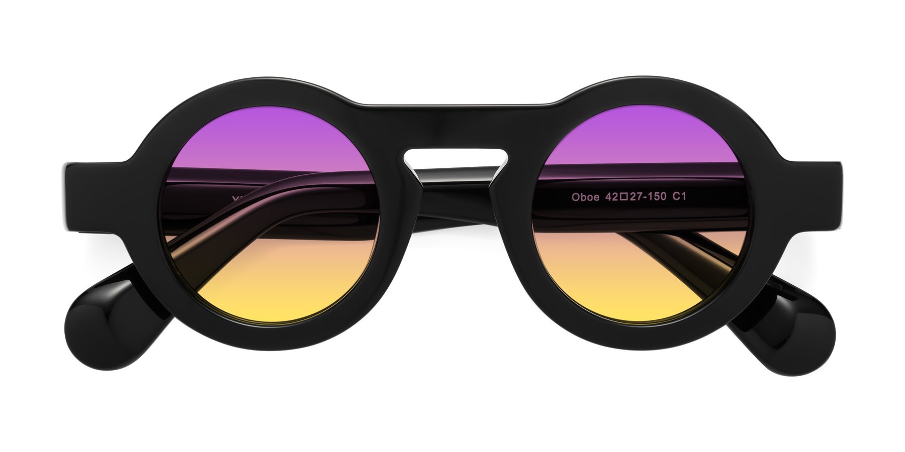 Folded Front of Oboe in Black with Purple / Yellow Gradient Lenses