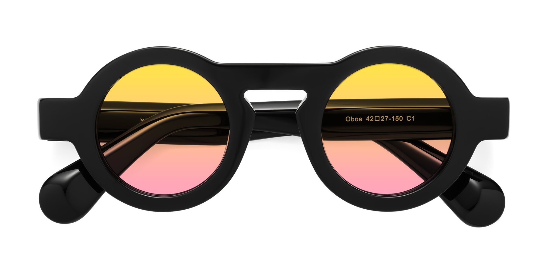 Folded Front of Oboe in Black with Yellow / Pink Gradient Lenses