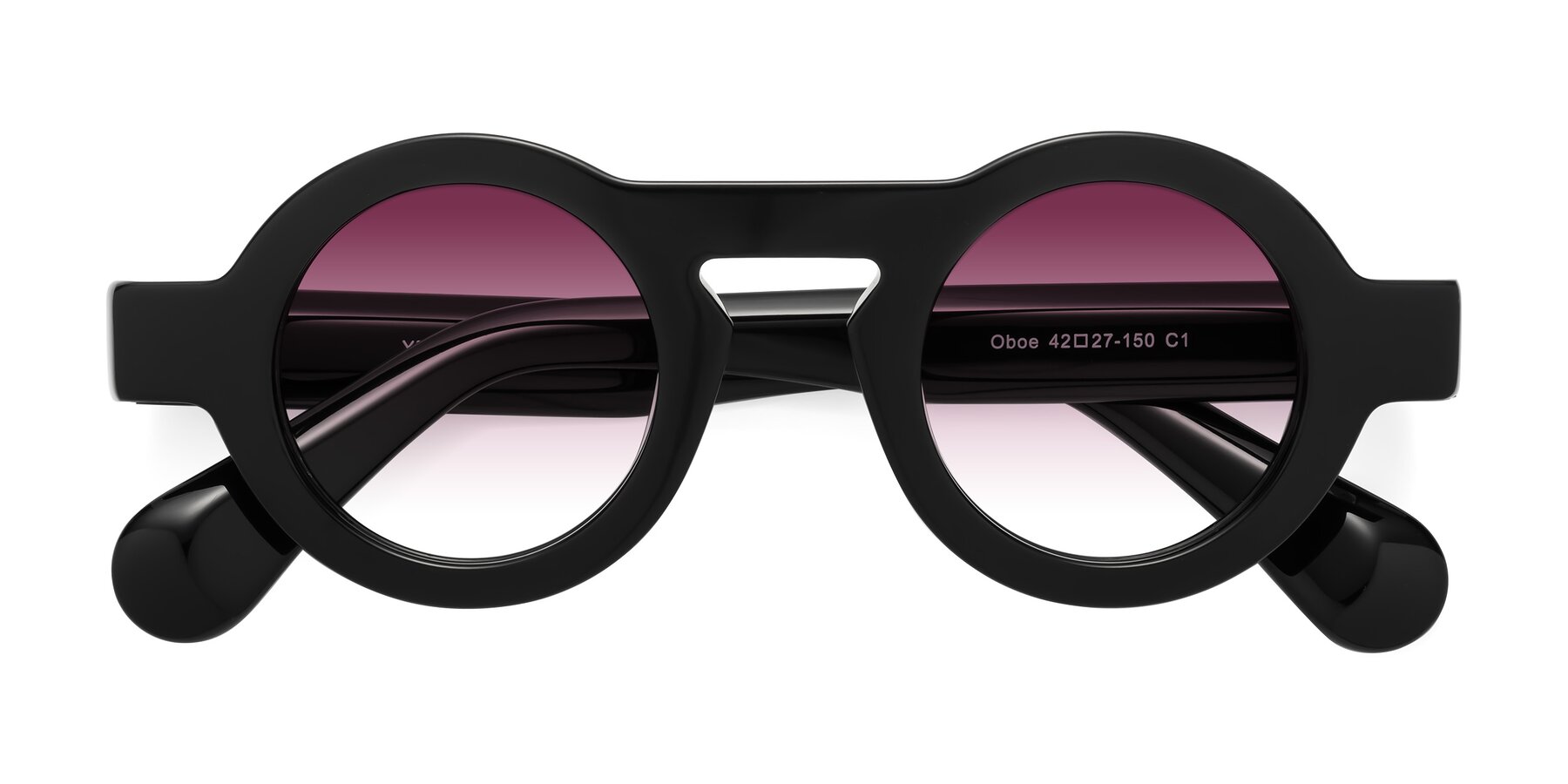 Folded Front of Oboe in Black with Wine Gradient Lenses