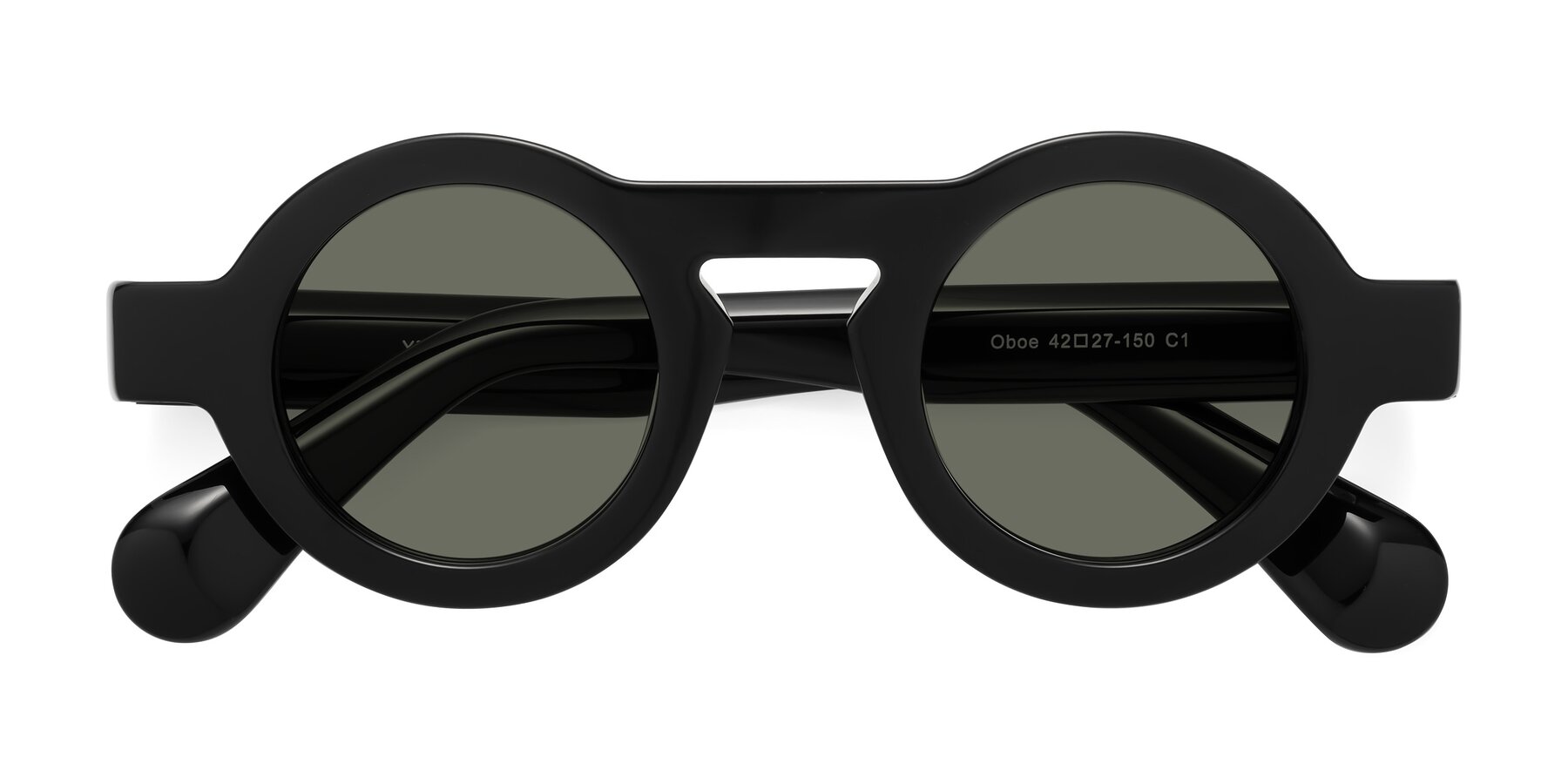 Folded Front of Oboe in Black with Gray Polarized Lenses