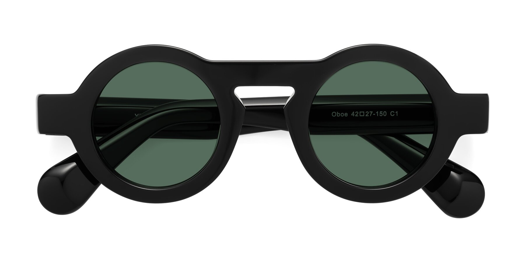 Folded Front of Oboe in Black with Green Polarized Lenses