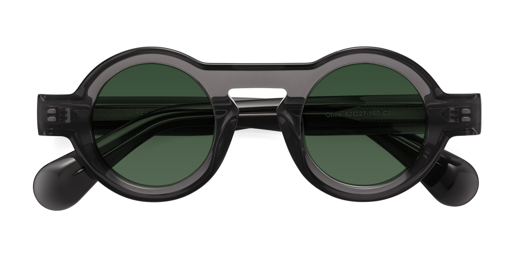 Folded Front of Oboe in Translucent Gray with Green Tinted Lenses