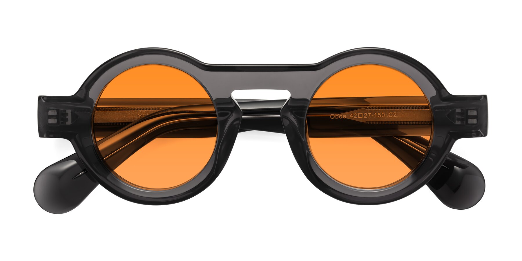 Folded Front of Oboe in Translucent Gray with Orange Tinted Lenses