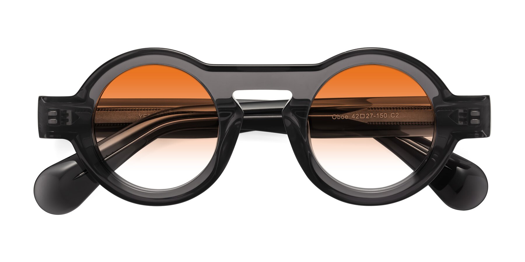 Folded Front of Oboe in Translucent Gray with Orange Gradient Lenses