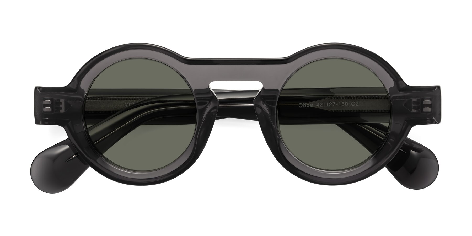 Folded Front of Oboe in Translucent Gray with Gray Polarized Lenses