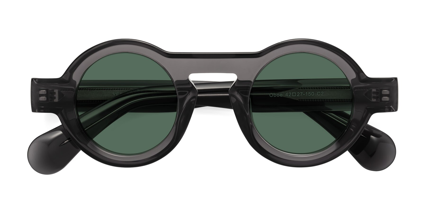Folded Front of Oboe in Translucent Gray with Green Polarized Lenses