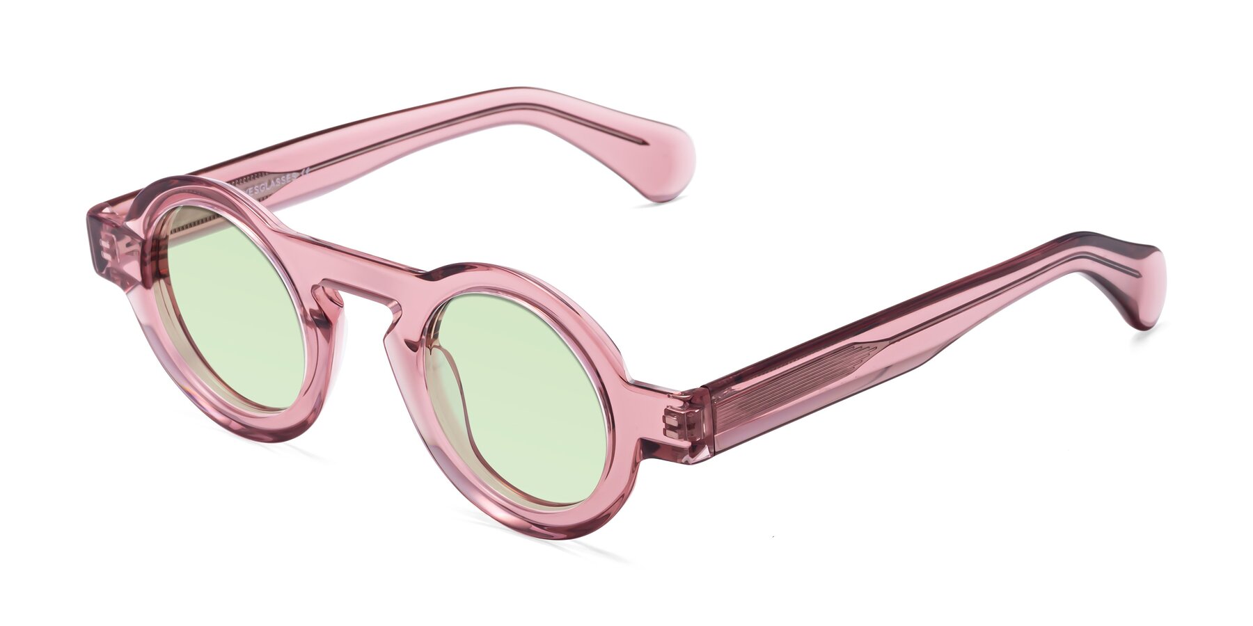 Angle of Oboe in Translucent Pink with Light Green Tinted Lenses