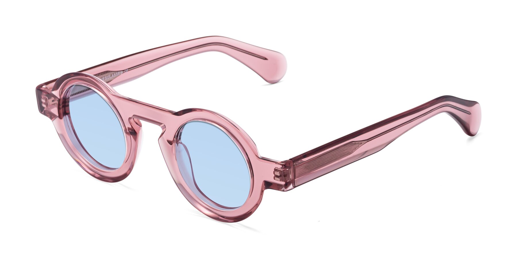 Angle of Oboe in Translucent Pink with Light Blue Tinted Lenses