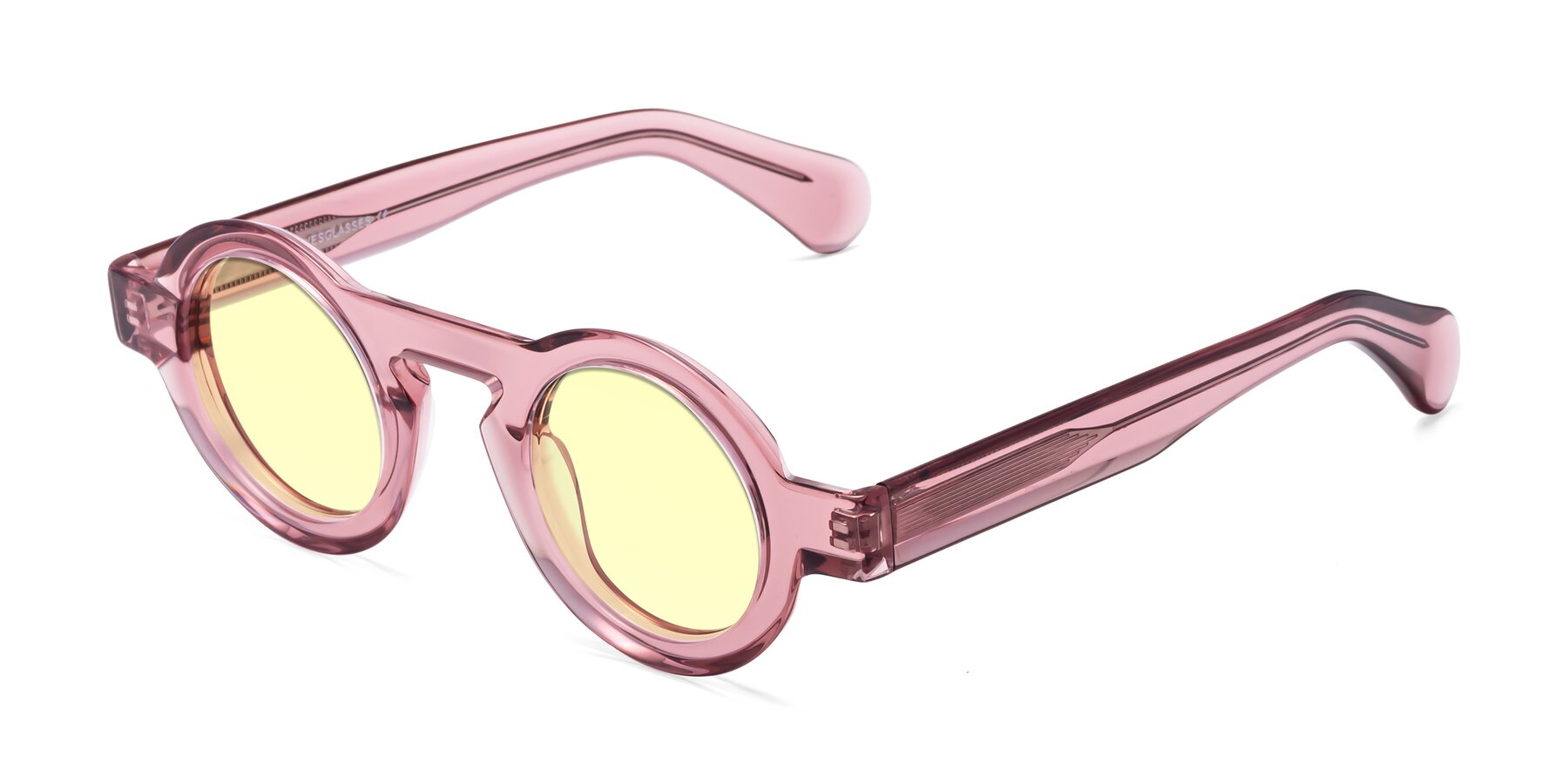 Angle of Oboe in Translucent Pink with Light Yellow Tinted Lenses