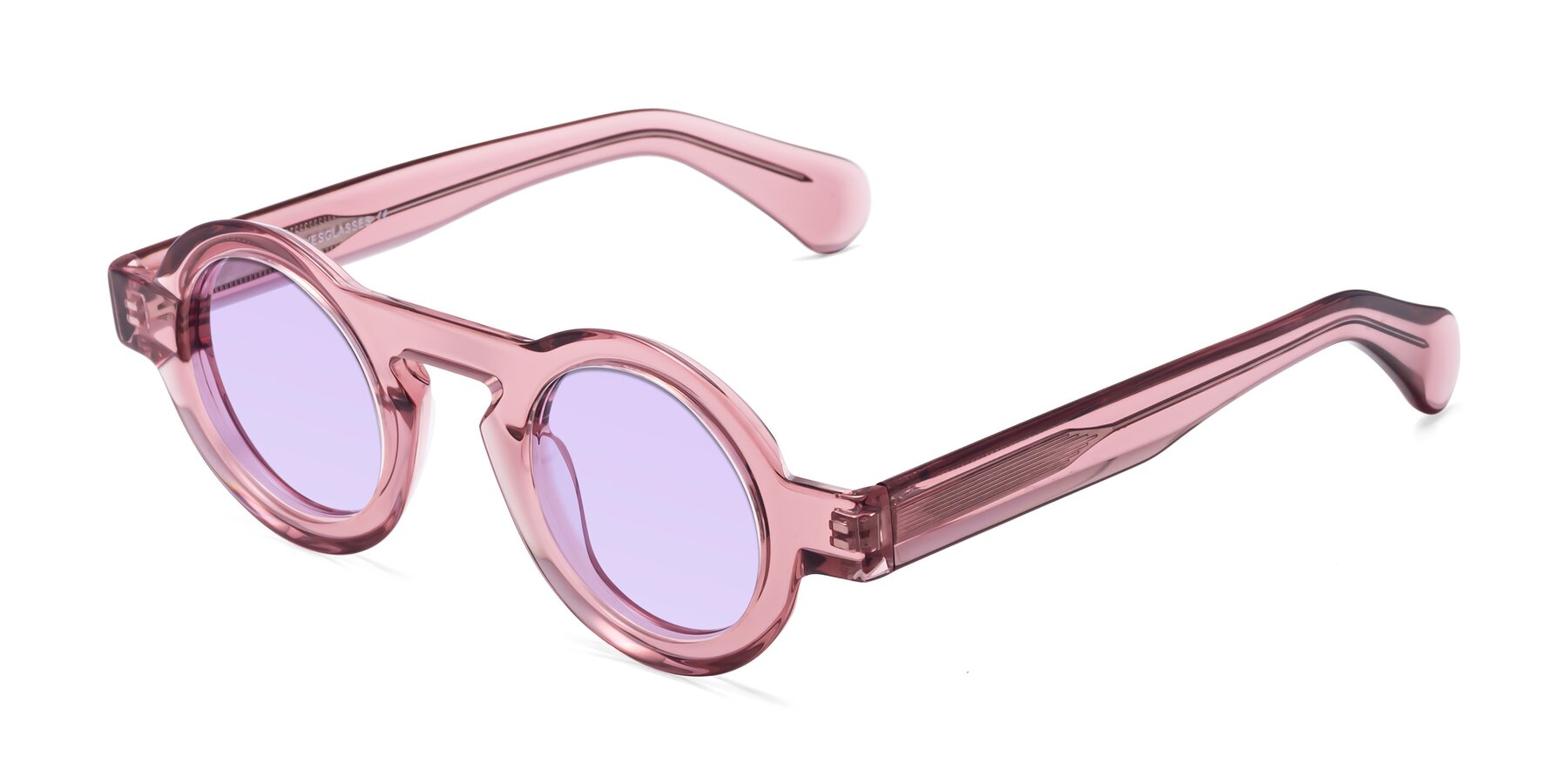 Angle of Oboe in Translucent Pink with Light Purple Tinted Lenses