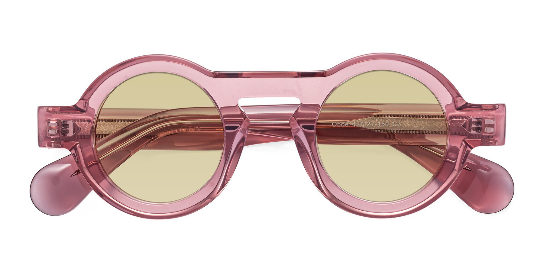 Folded Front of Oboe in Translucent Pink with Light Champagne Tinted Lenses