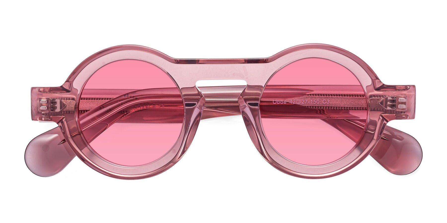 Folded Front of Oboe in Translucent Pink with Pink Tinted Lenses