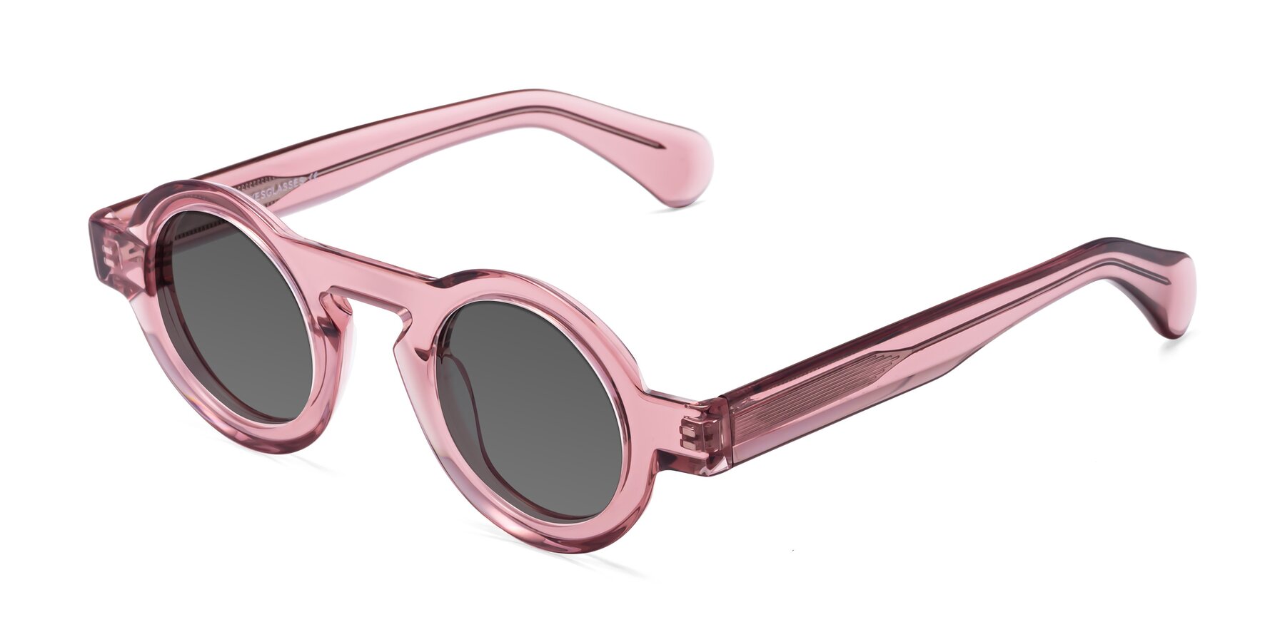 Angle of Oboe in Translucent Pink with Medium Gray Tinted Lenses