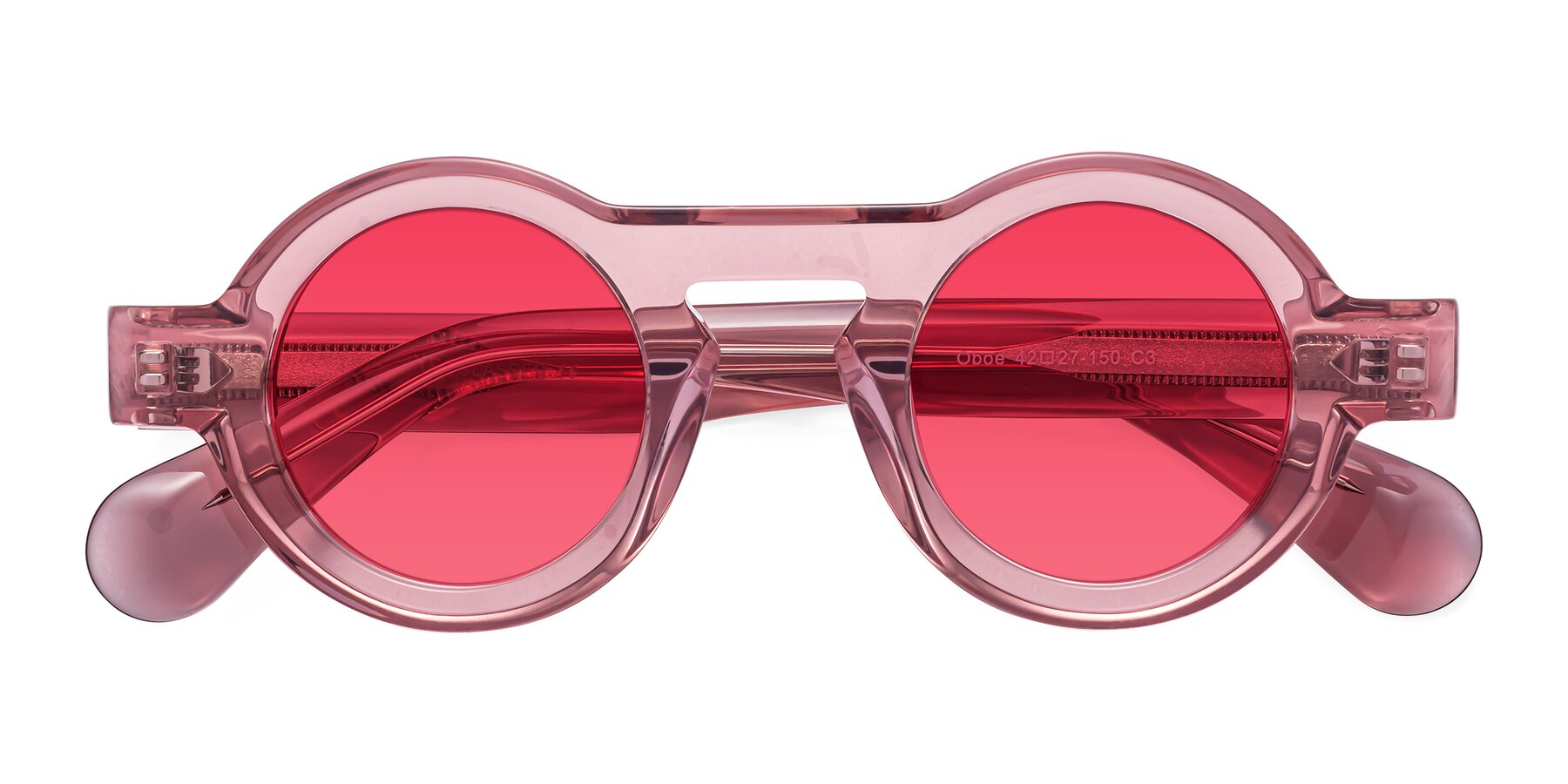 Folded Front of Oboe in Translucent Pink with Red Tinted Lenses