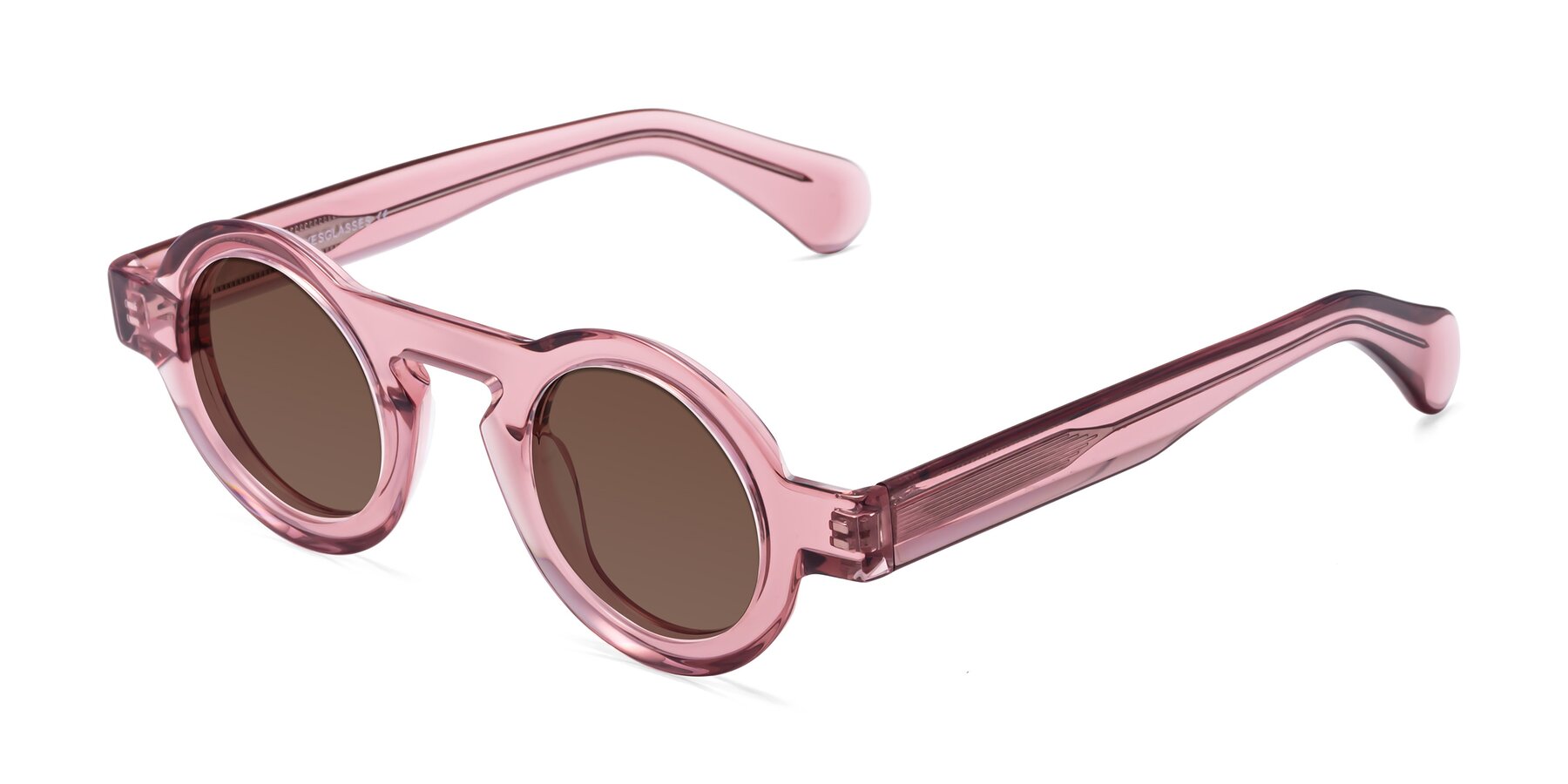 Angle of Oboe in Translucent Pink with Brown Tinted Lenses