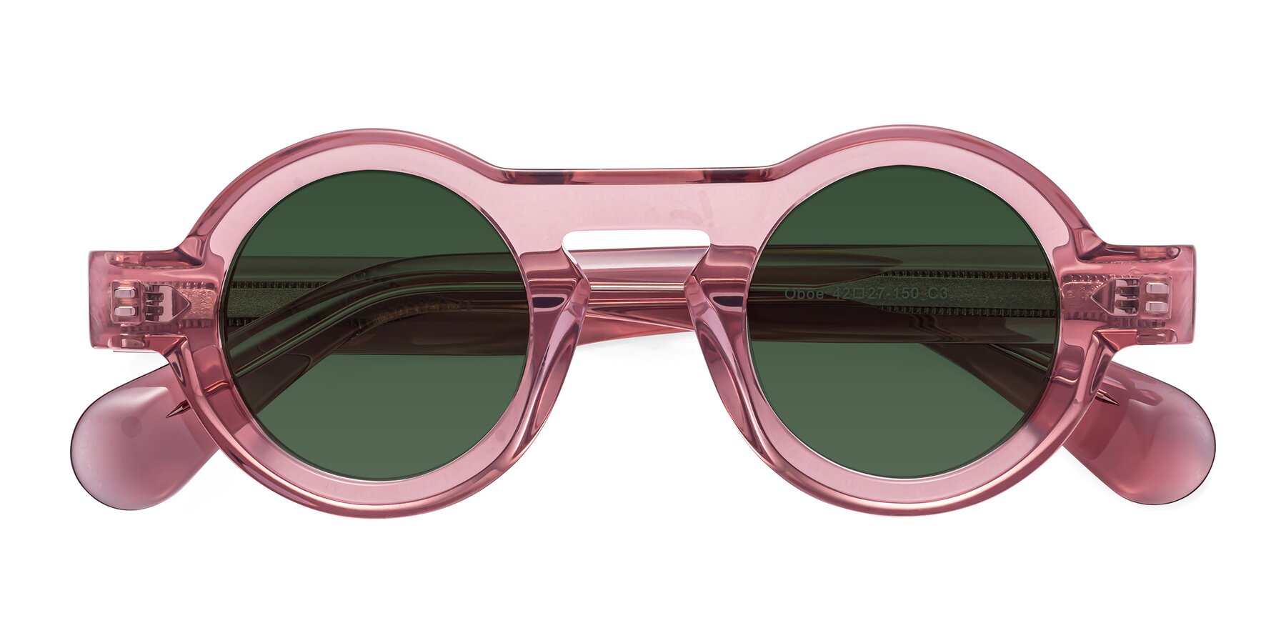 Folded Front of Oboe in Translucent Pink with Green Tinted Lenses