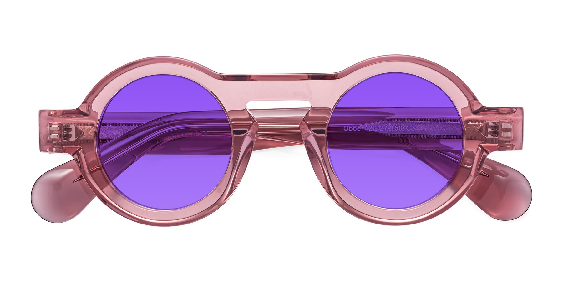 Folded Front of Oboe in Translucent Pink with Purple Tinted Lenses