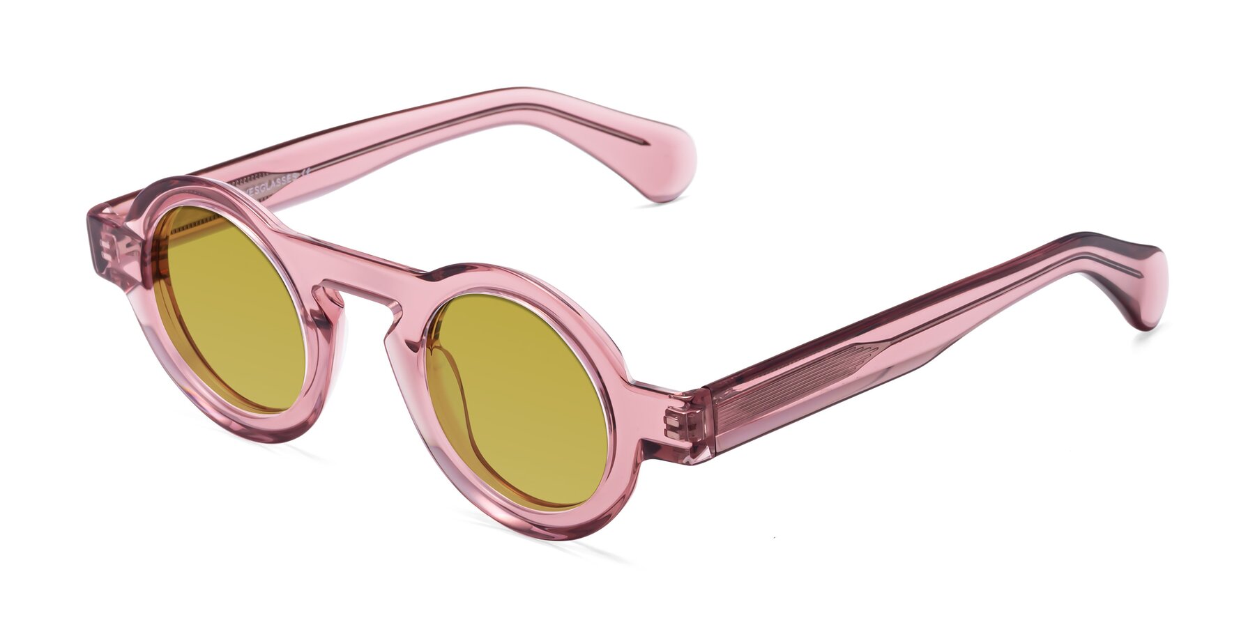 Angle of Oboe in Translucent Pink with Champagne Tinted Lenses
