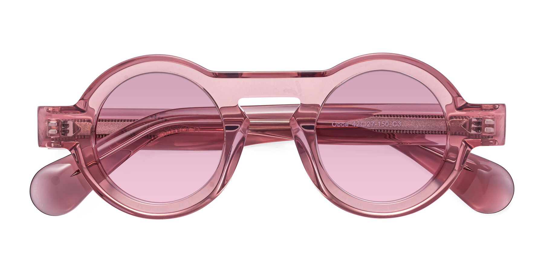 Folded Front of Oboe in Translucent Pink with Light Wine Tinted Lenses