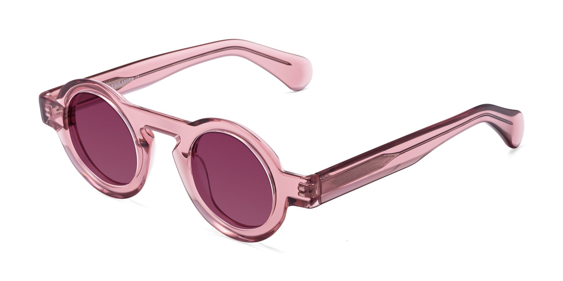 Angle of Oboe in Translucent Pink with Wine Tinted Lenses