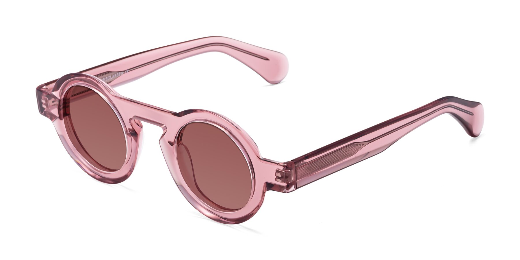 Angle of Oboe in Translucent Pink with Garnet Tinted Lenses