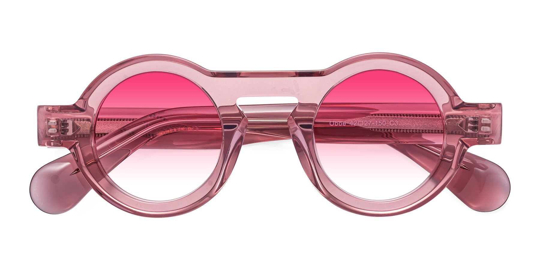 Folded Front of Oboe in Translucent Pink with Pink Gradient Lenses