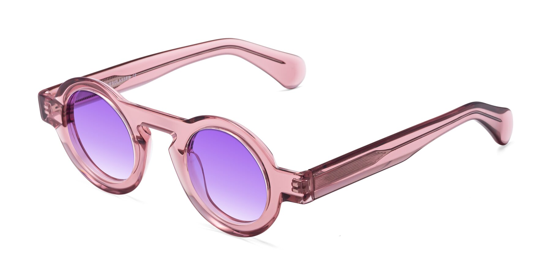 Angle of Oboe in Translucent Pink with Purple Gradient Lenses