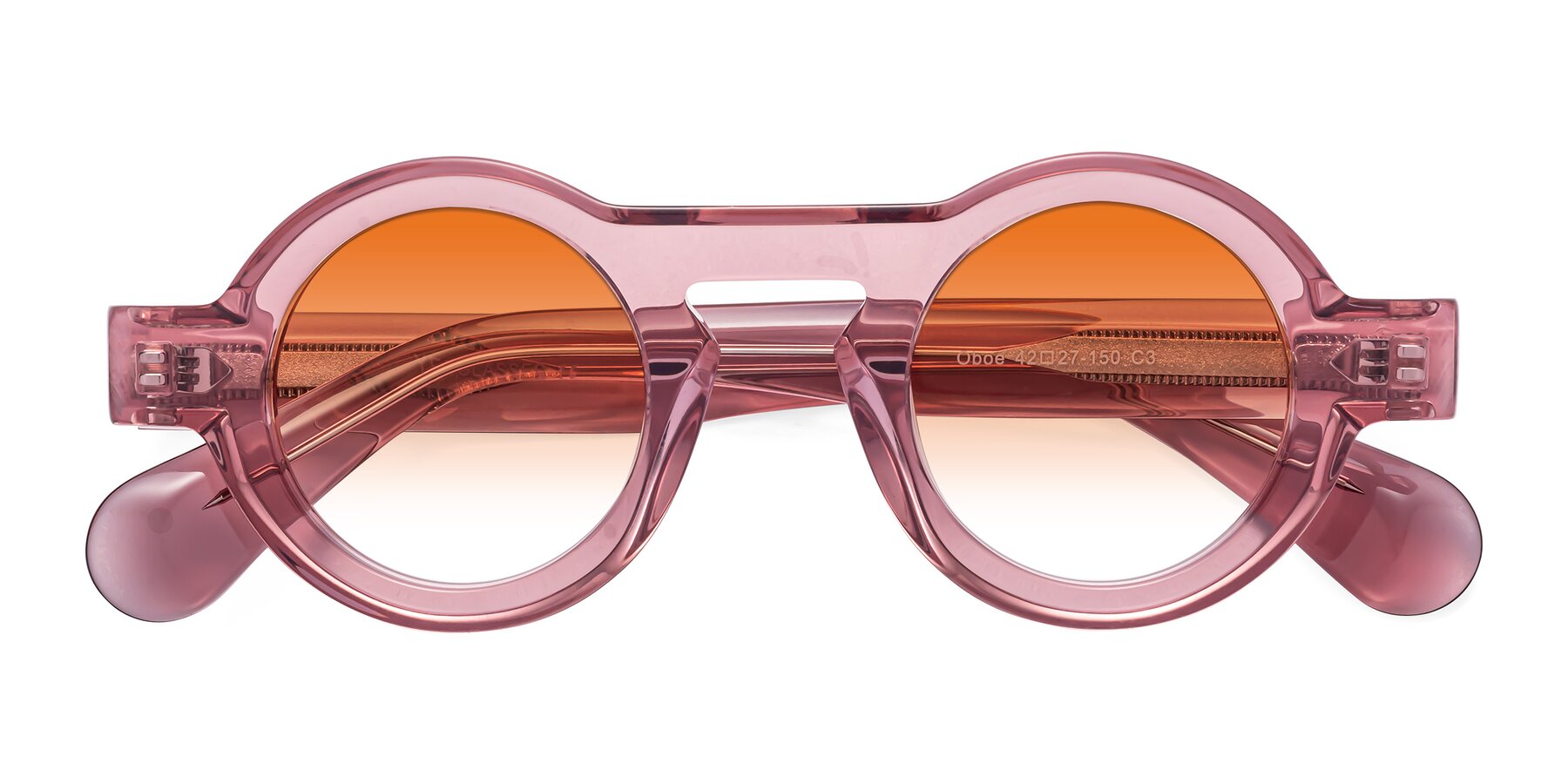 Folded Front of Oboe in Translucent Pink with Orange Gradient Lenses