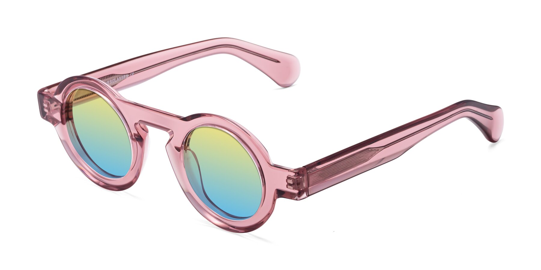 Angle of Oboe in Translucent Pink with Yellow / Blue Gradient Lenses