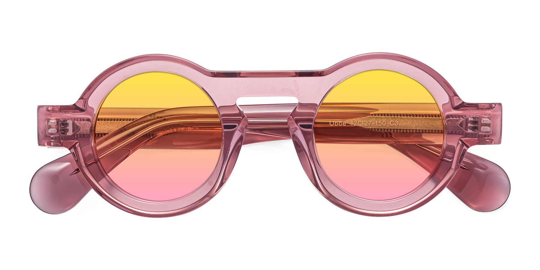 Folded Front of Oboe in Translucent Pink with Yellow / Pink Gradient Lenses