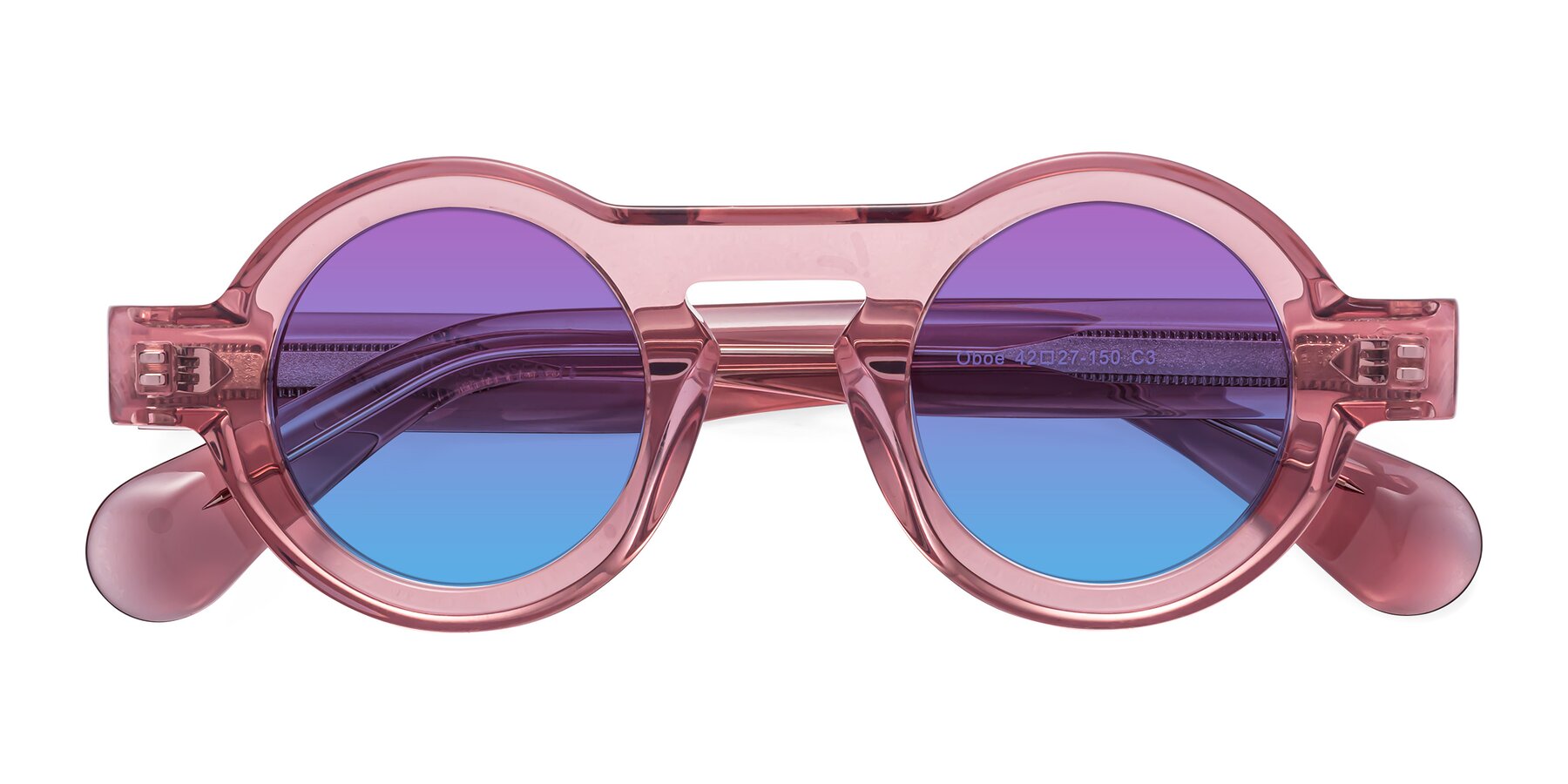 Folded Front of Oboe in Translucent Pink with Purple / Blue Gradient Lenses