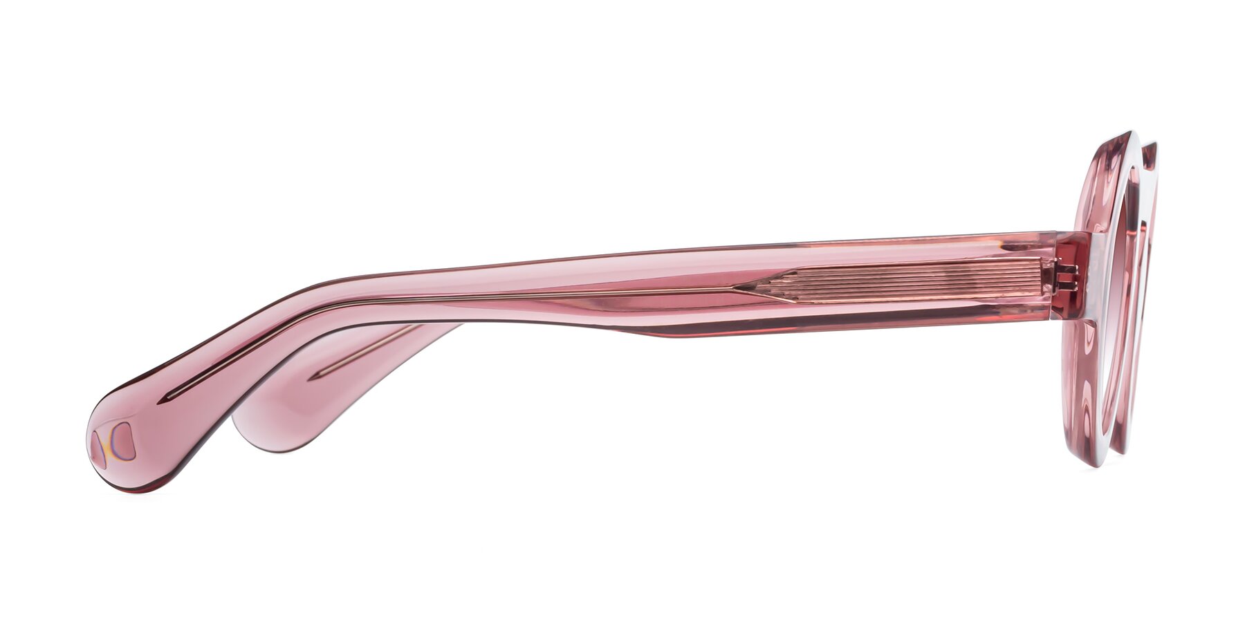 Side of Oboe in Translucent Pink with Garnet Gradient Lenses