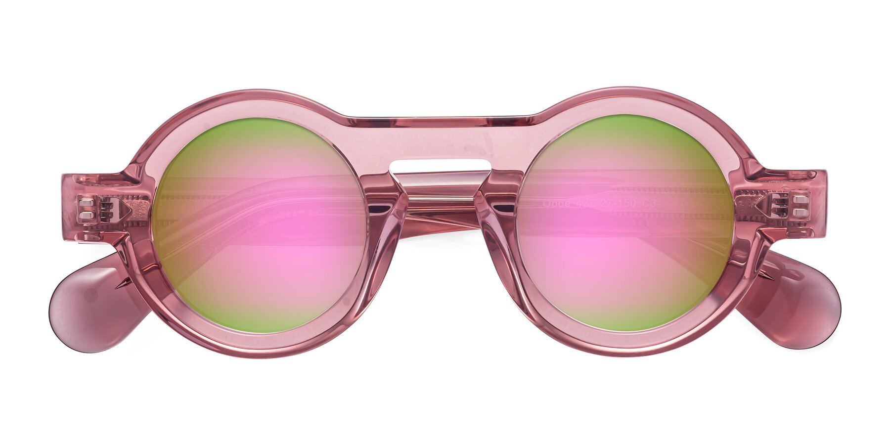 Folded Front of Oboe in Translucent Pink with Pink Mirrored Lenses