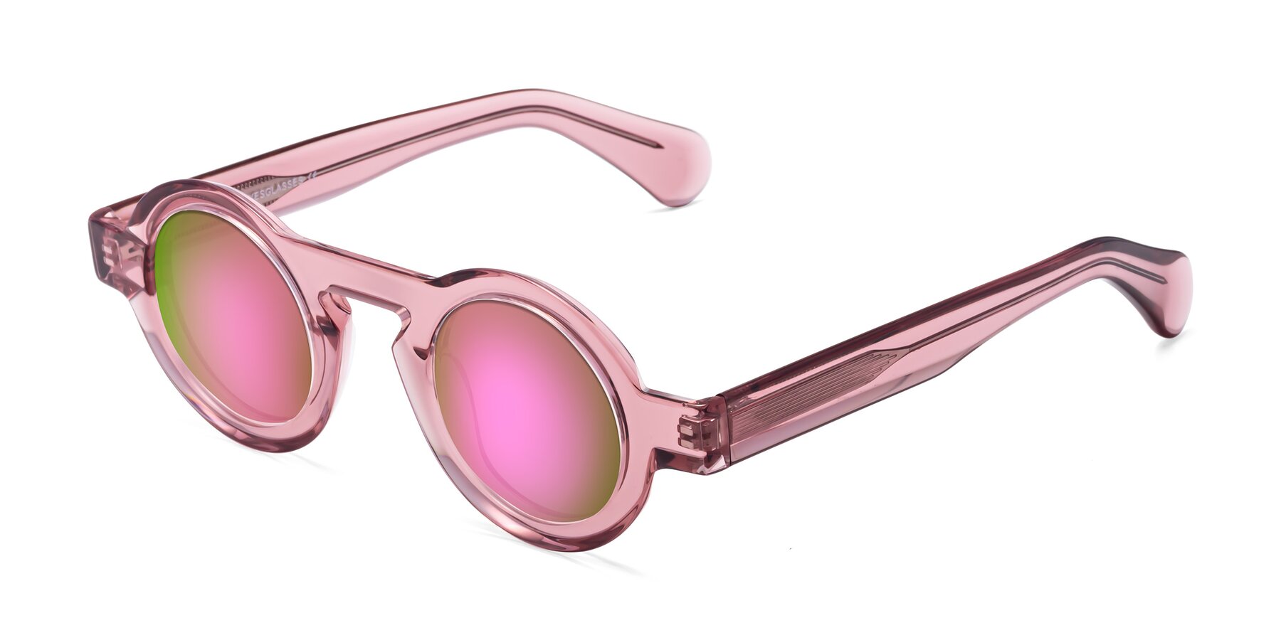 Angle of Oboe in Translucent Pink with Pink Mirrored Lenses
