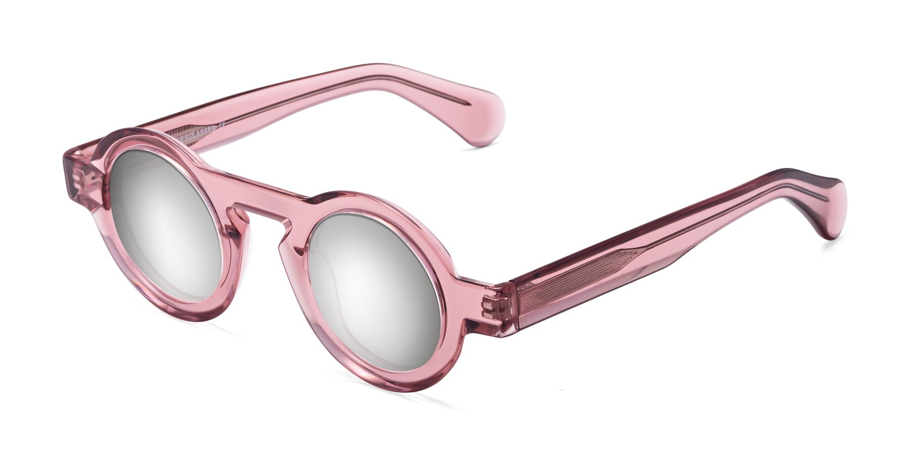 Angle of Oboe in Translucent Pink with Silver Mirrored Lenses