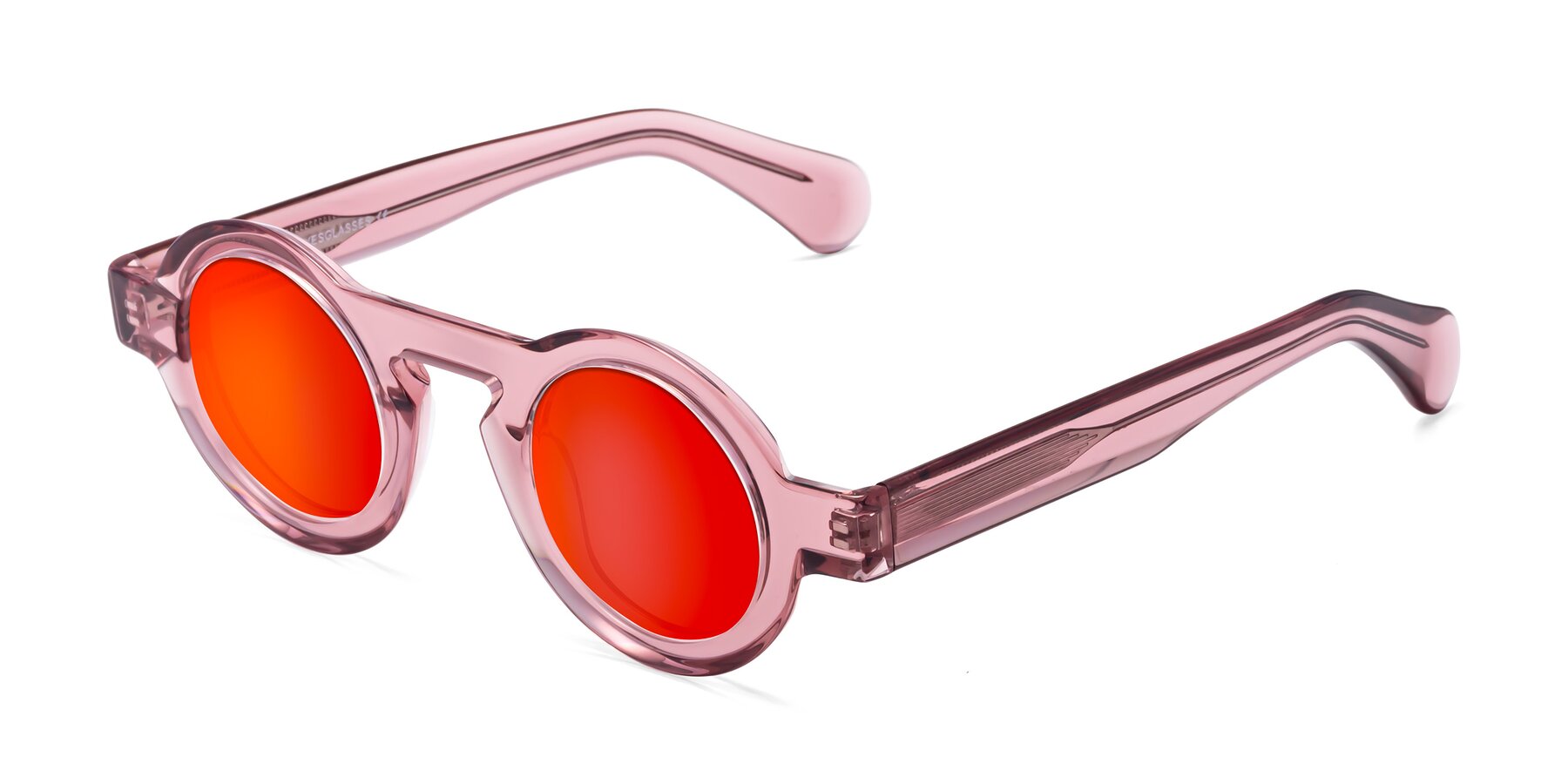 Angle of Oboe in Translucent Pink with Red Gold Mirrored Lenses