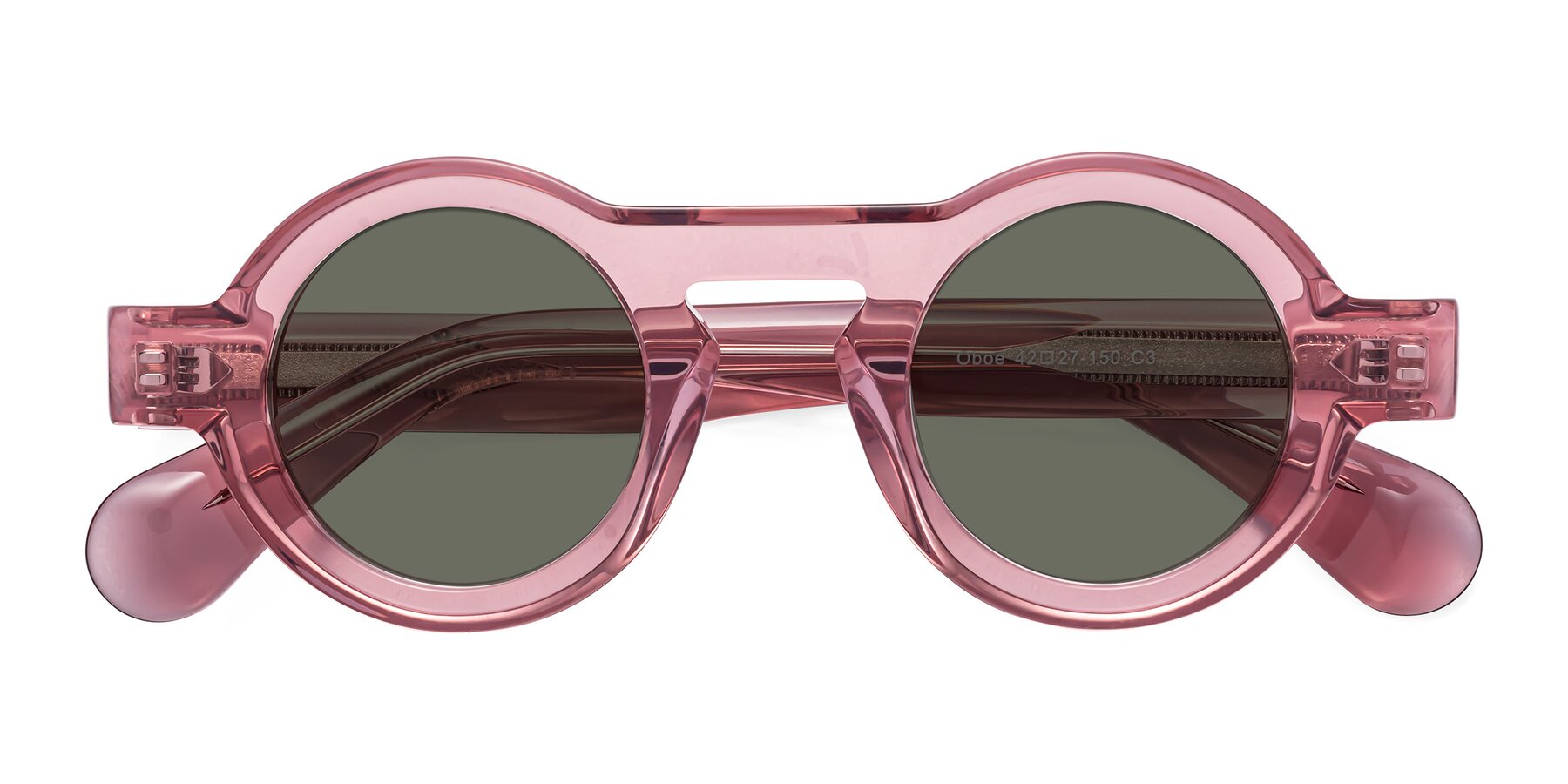 Folded Front of Oboe in Translucent Pink with Gray Polarized Lenses