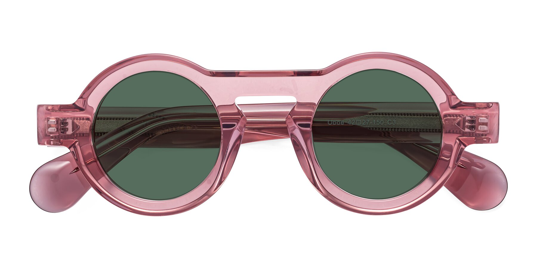 Folded Front of Oboe in Translucent Pink with Green Polarized Lenses