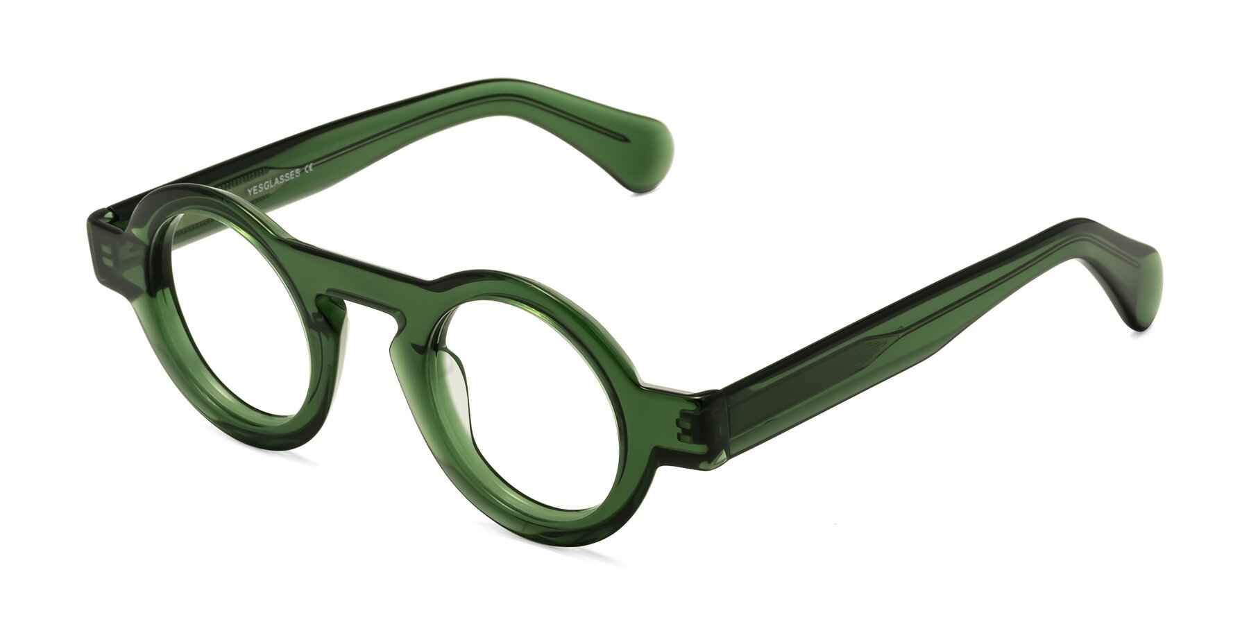 Angle of Oboe in Jade Green with Clear Reading Eyeglass Lenses